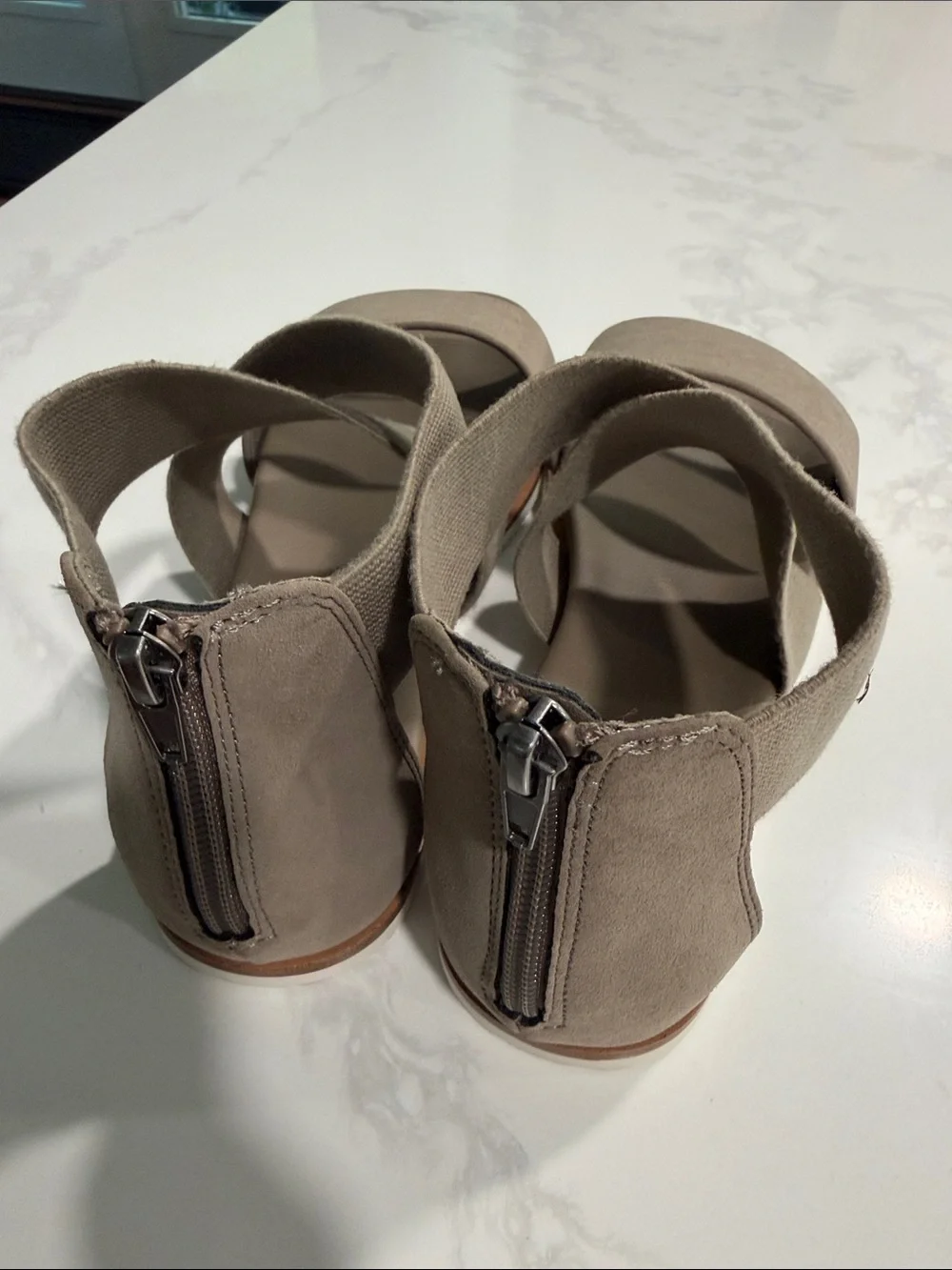 Mia Shoes Taupe Crisscross Strap Platform Sandals - Picture 3 of 7